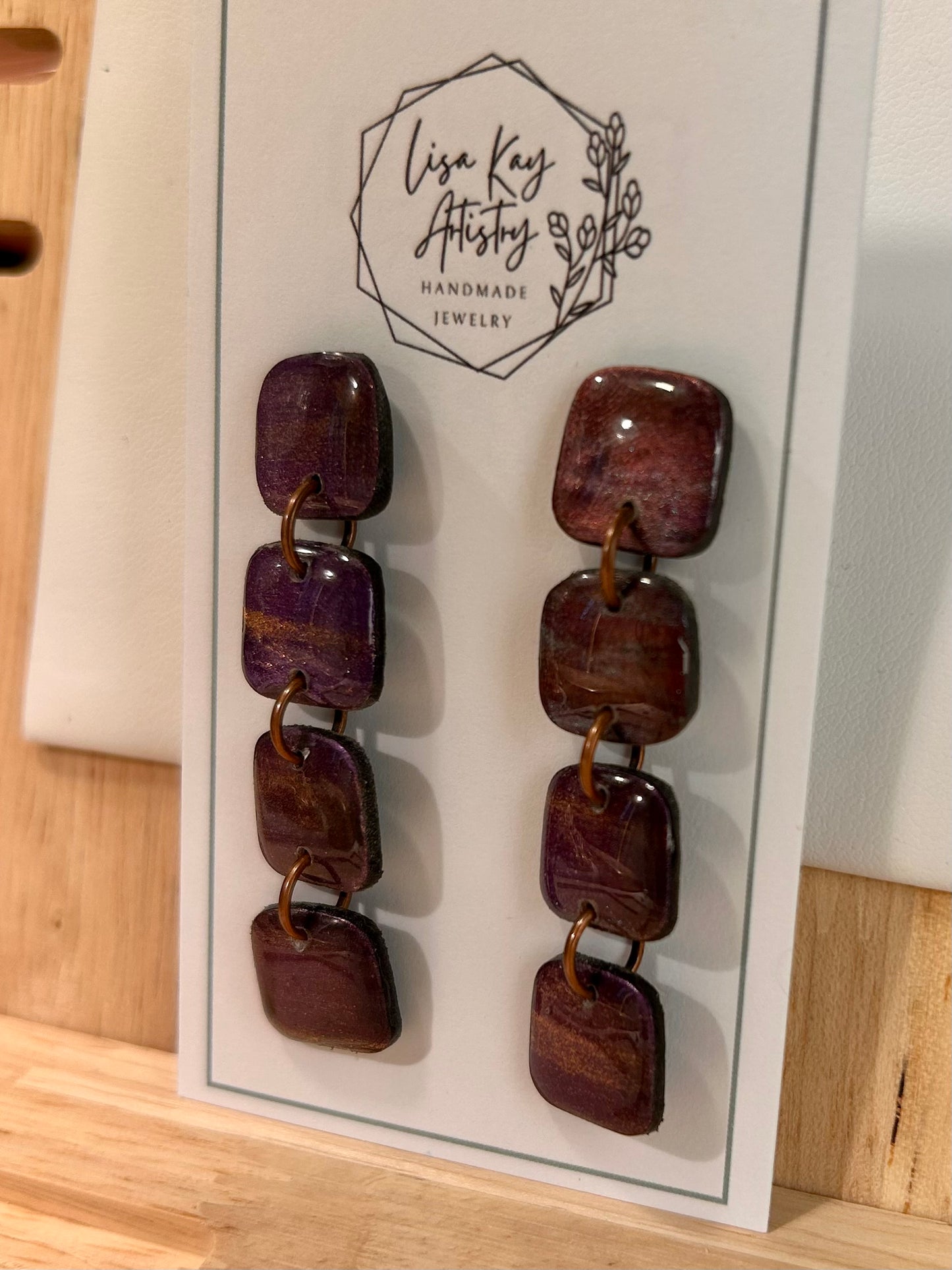 Northern Lights Purple Small Rounded Square Dangles