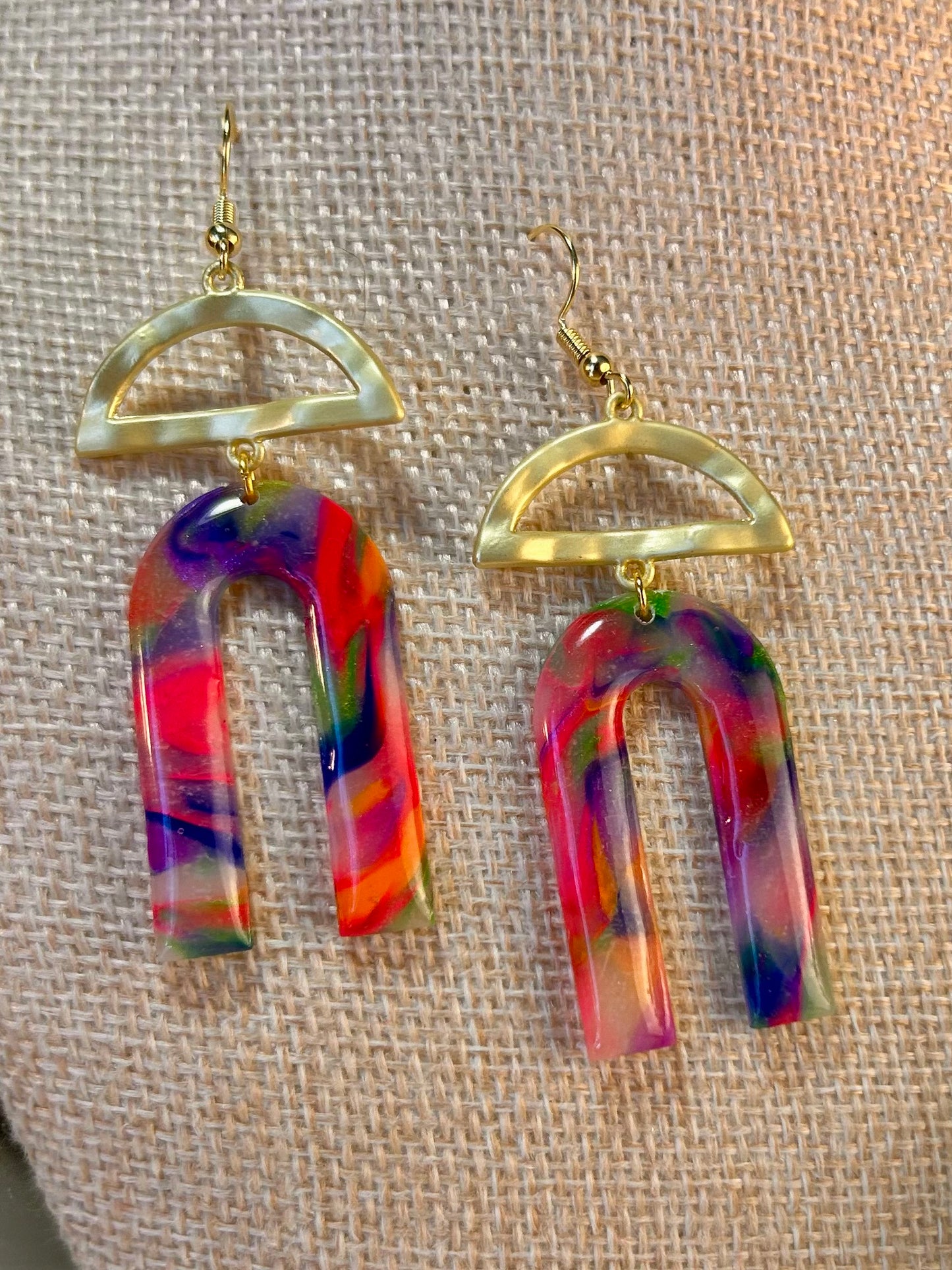 Rainbow Arch Dangle Earrings One of a Kind