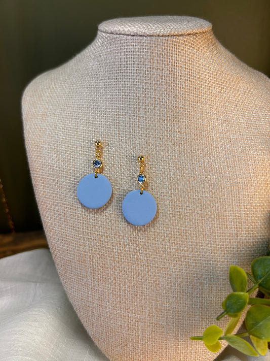 Blue Skies Round Dangles with light Blue Gem