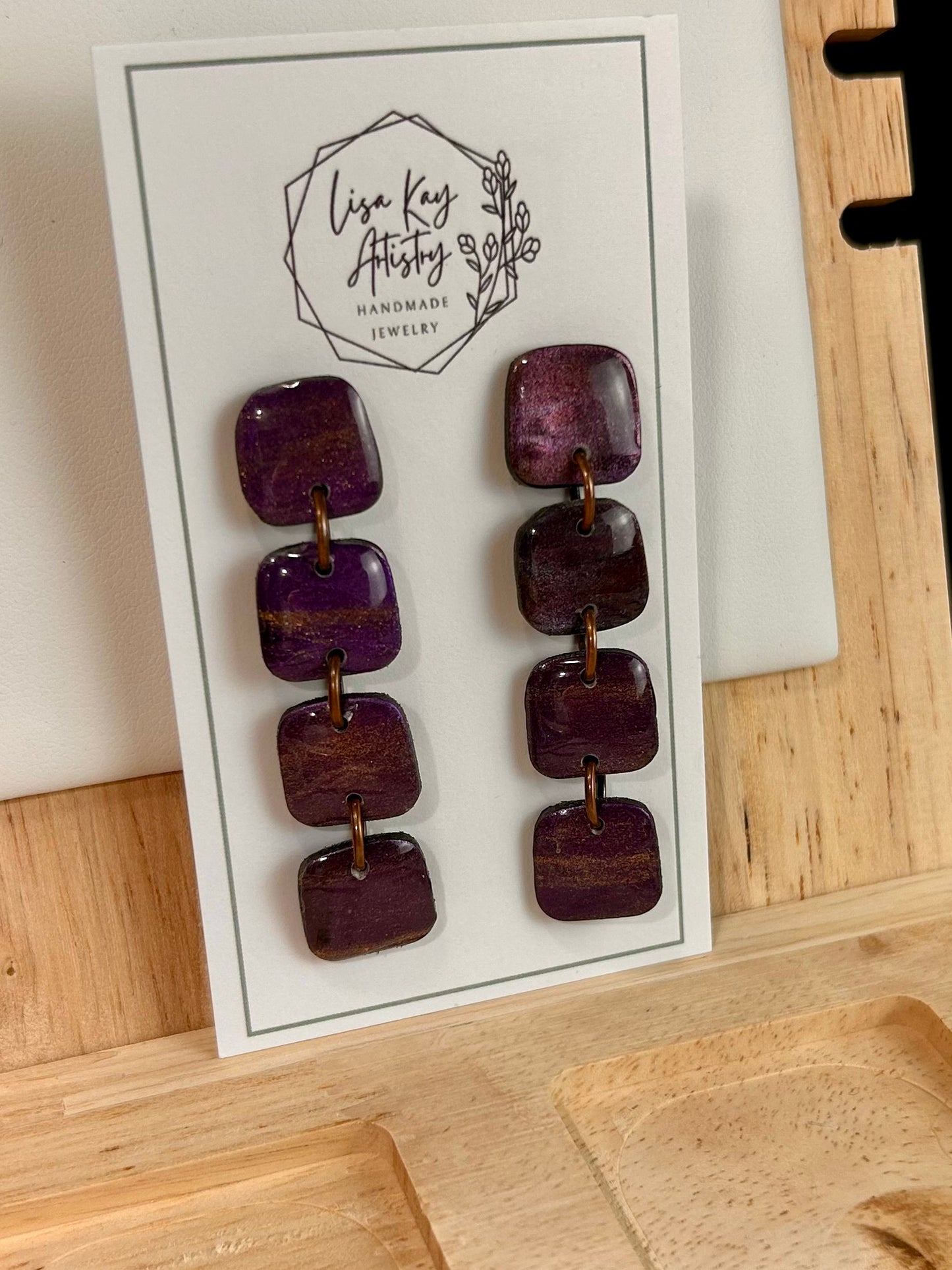 Northern Lights Purple Small Rounded Square Dangles