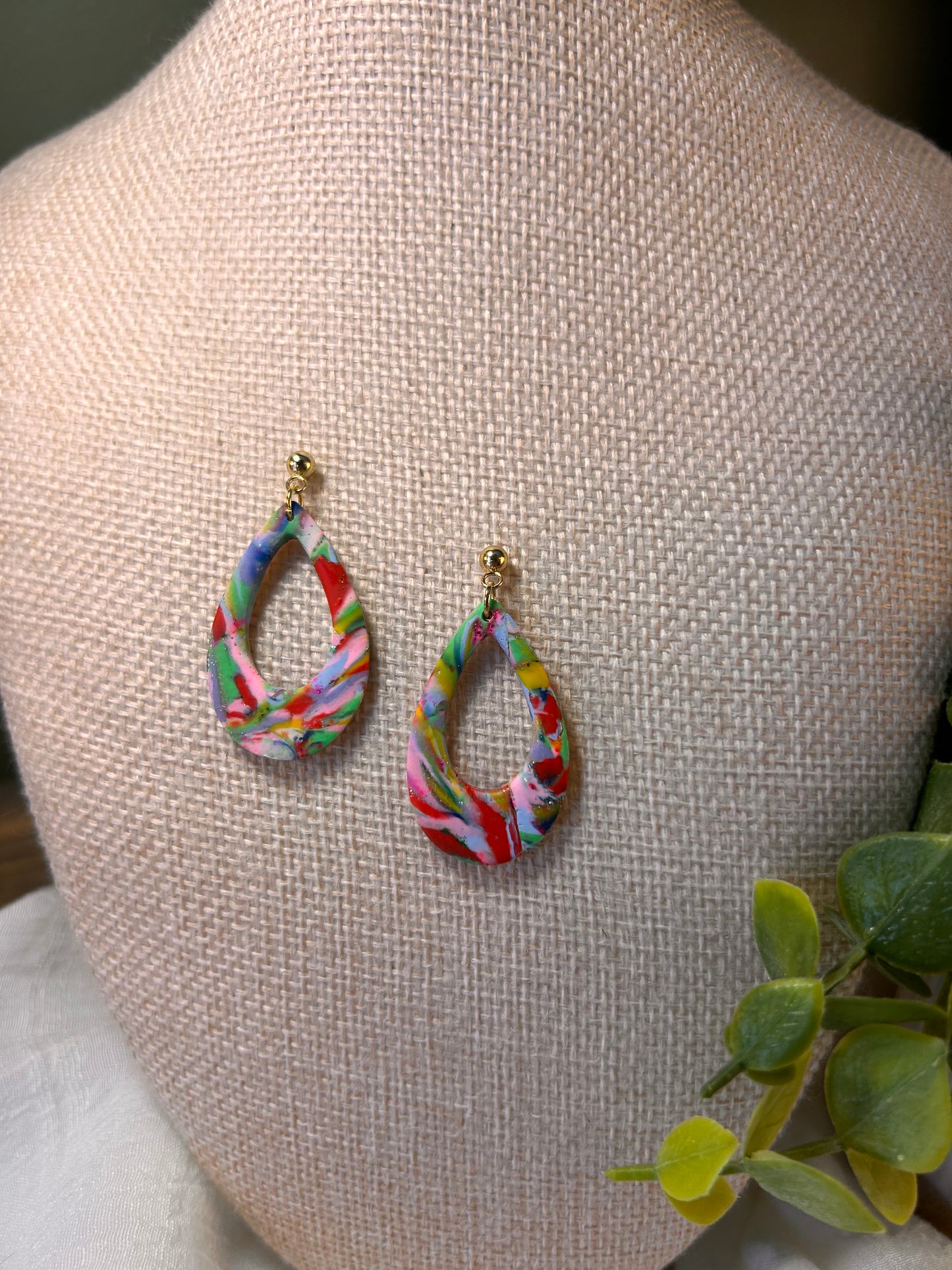 Rainbow Small Open Teadrop Dangles