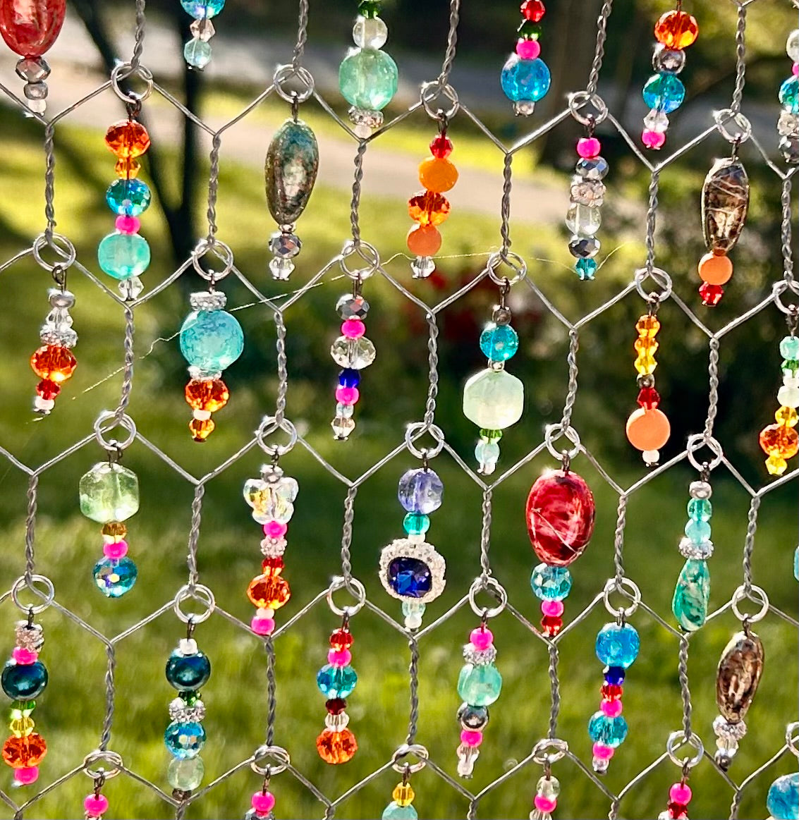 Beaded Sun Catcher Wood Frame