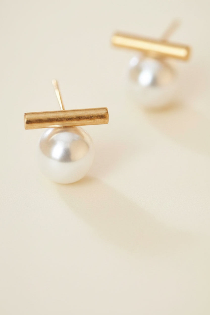 Pearl Earrings in 18k Gold Plate, Tarnish Resistant
