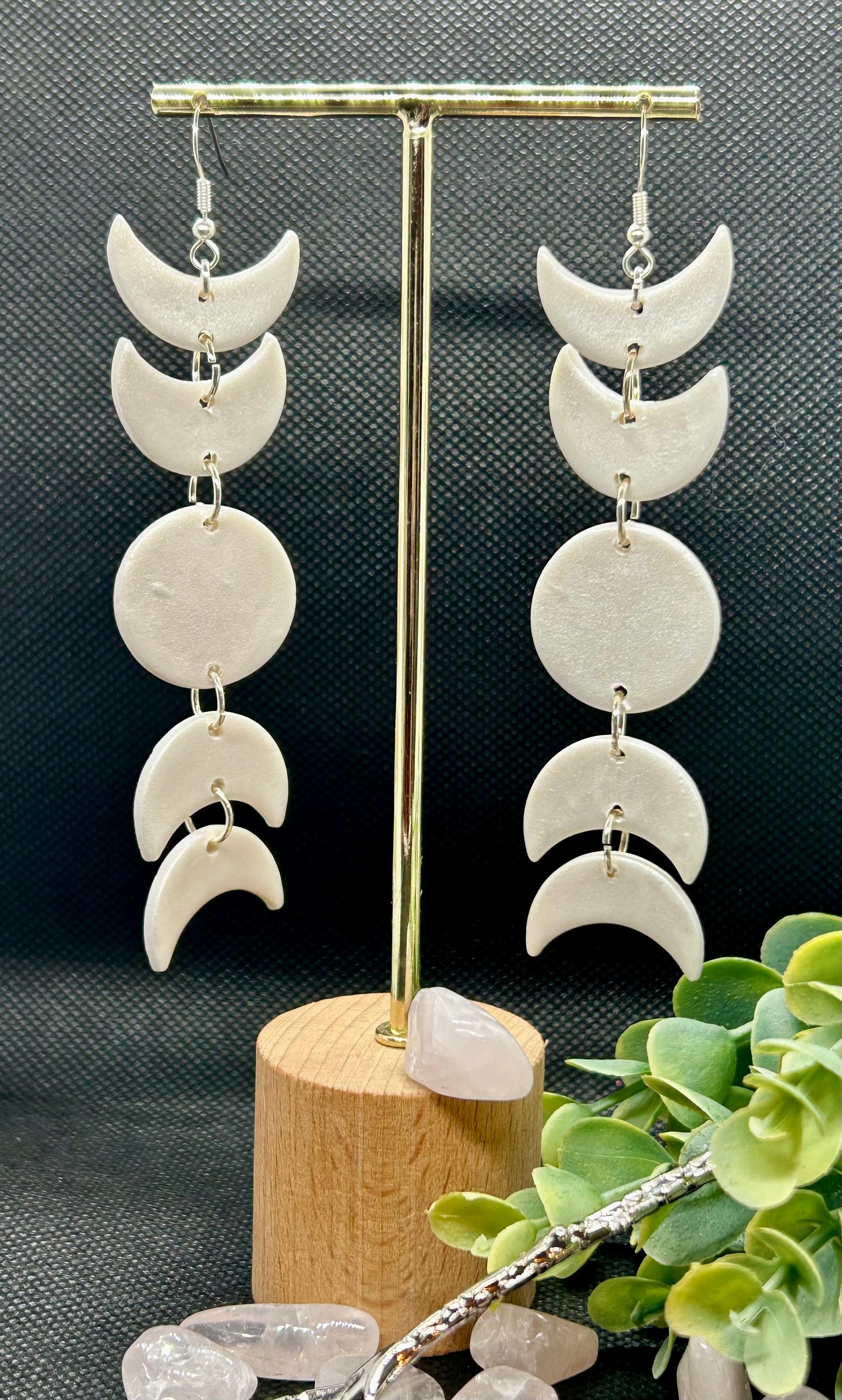 Pale moonlight dangle earrings