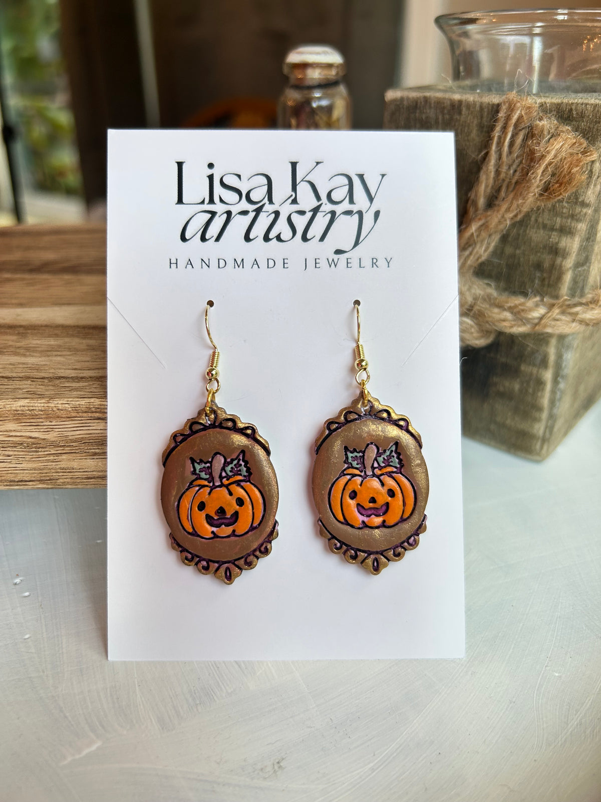 Velvet Jack-o'-Lantern Cameo Earrings