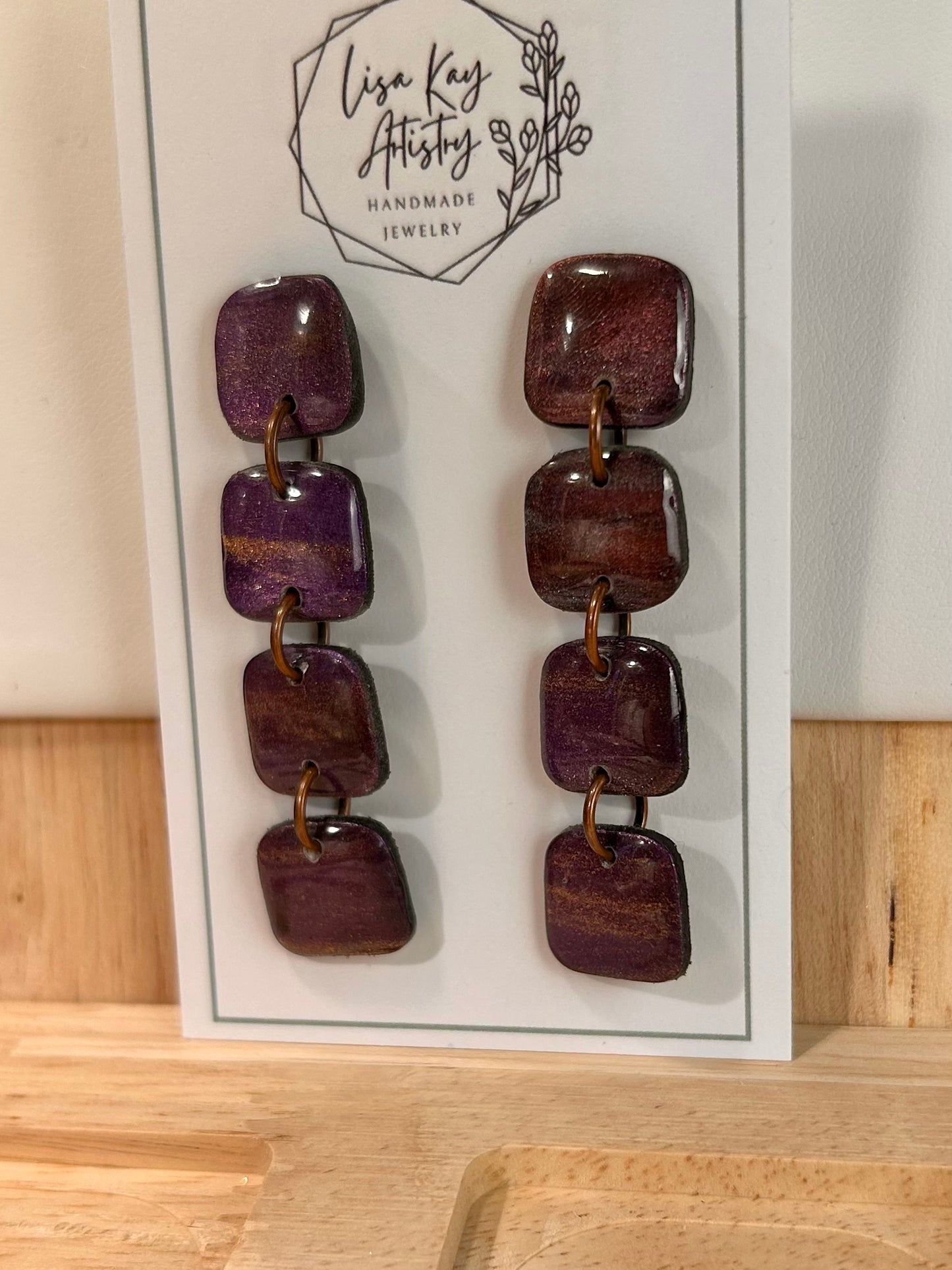 Northern Lights Purple Small Rounded Square Dangles