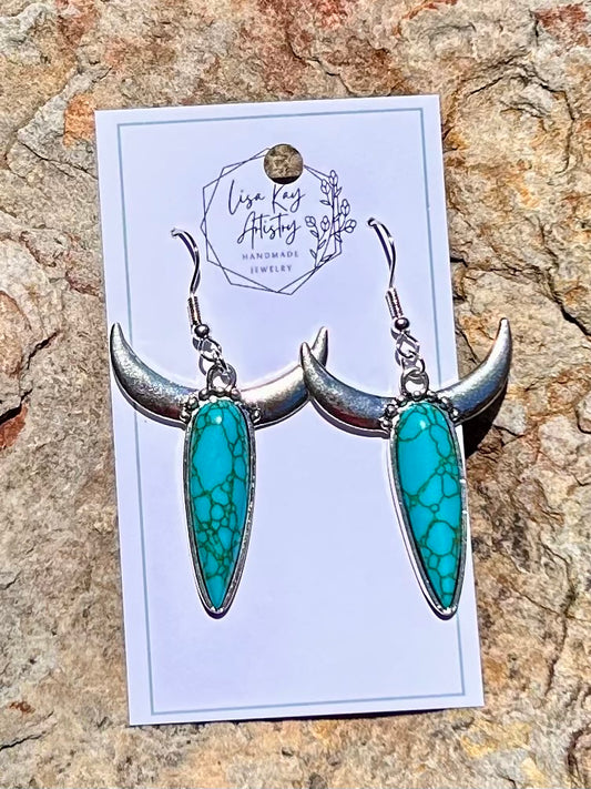 Minimalist Cattle - Turquoise and Steel Charms & Earrings