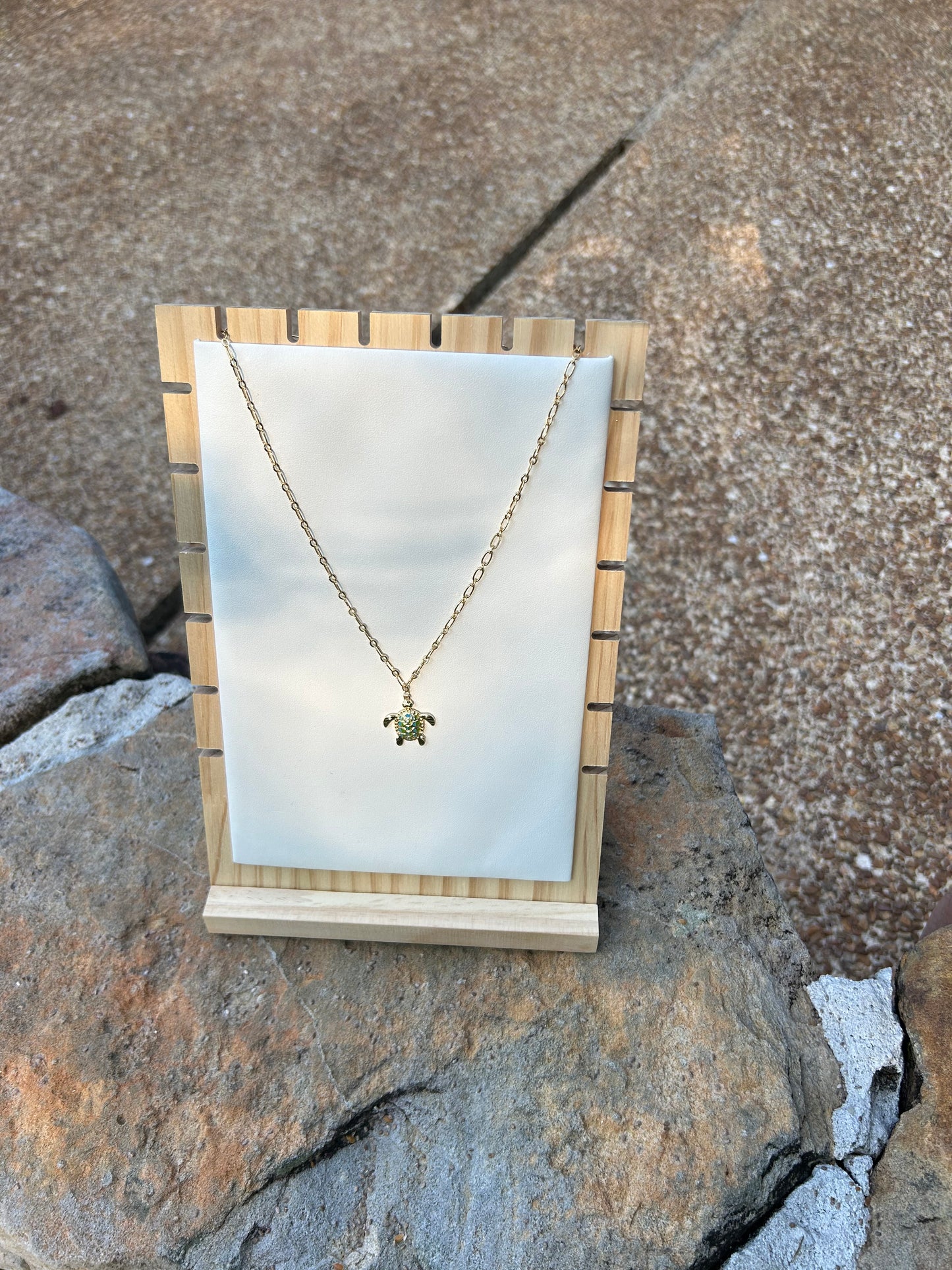 Turtle Teal Gems - Charm Necklace- ready to wear
