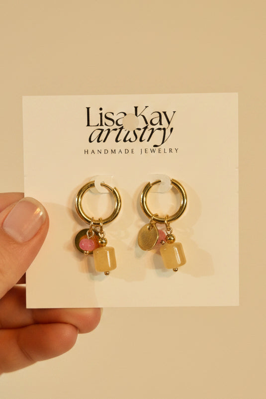 Huggie Hoops with Stone Dangles