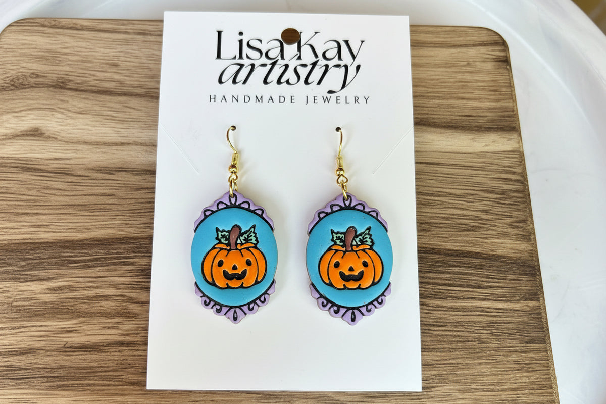 Dopamine Jack-o'-Lantern Cameo Earrings