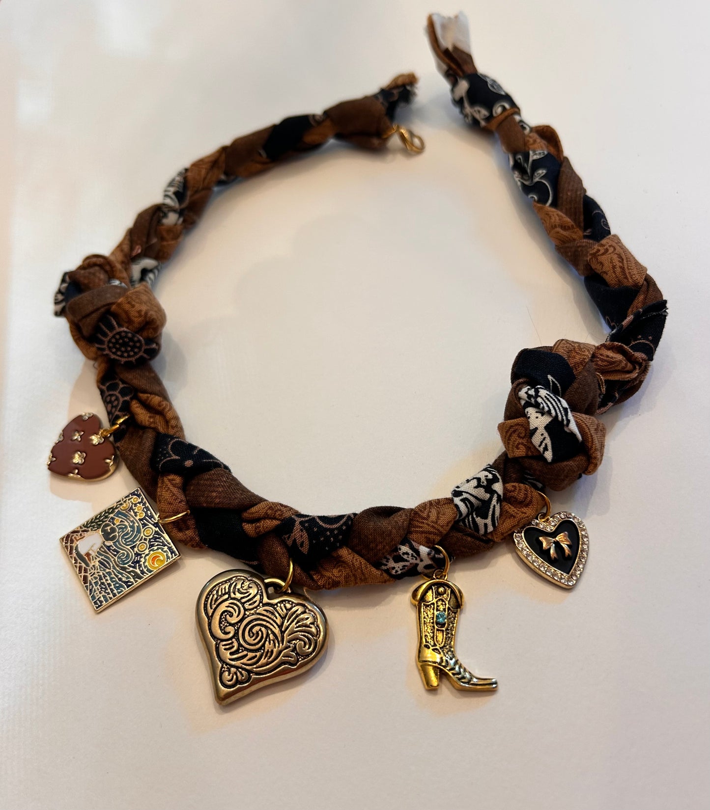 Braided Bandana Charm Necklaces