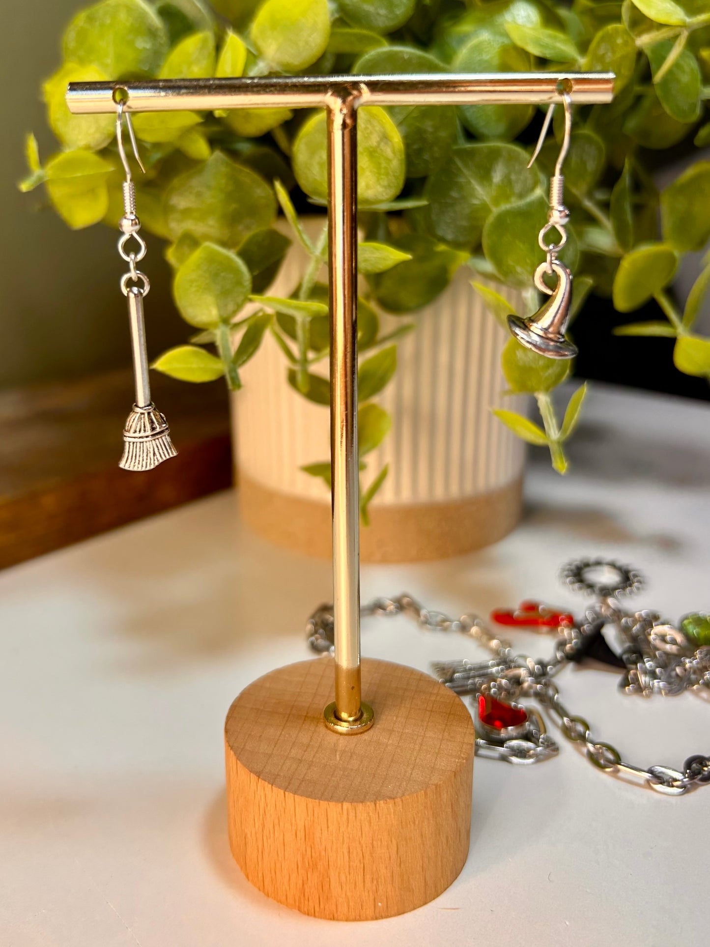 Wizard of Oz Charm Inspired Necklace, Earrings and Bracelet – Witch Hat, Broom, Ruby Slippers & More