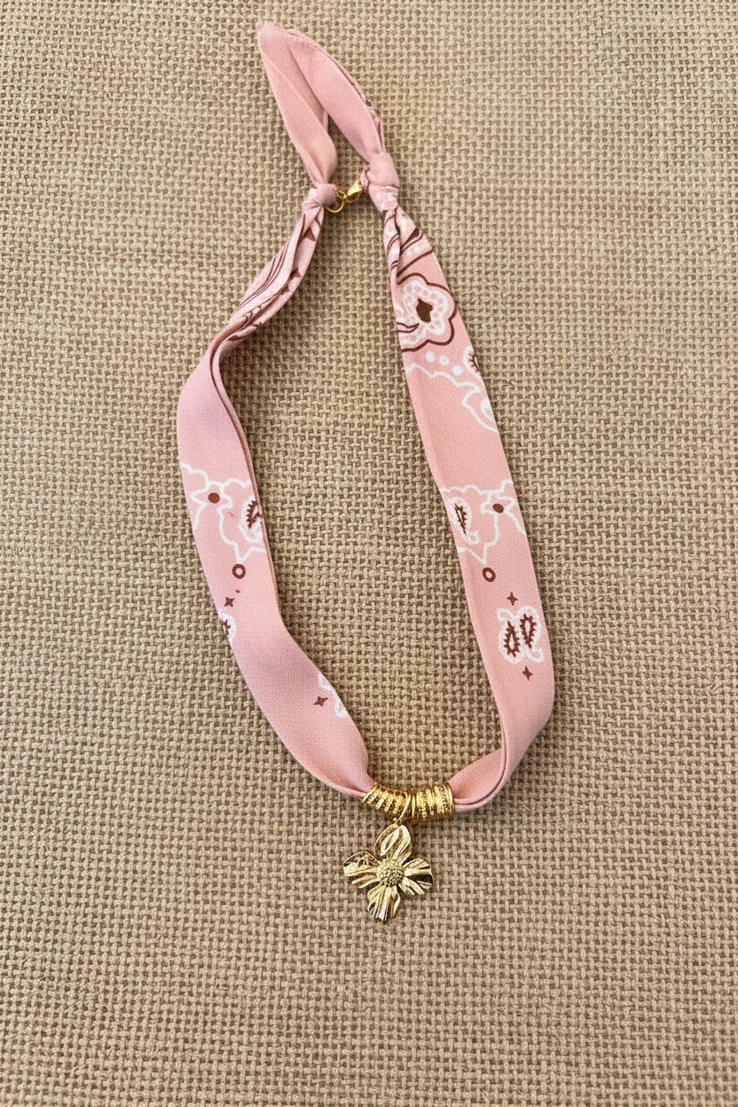 Bandana Necklace with Flower