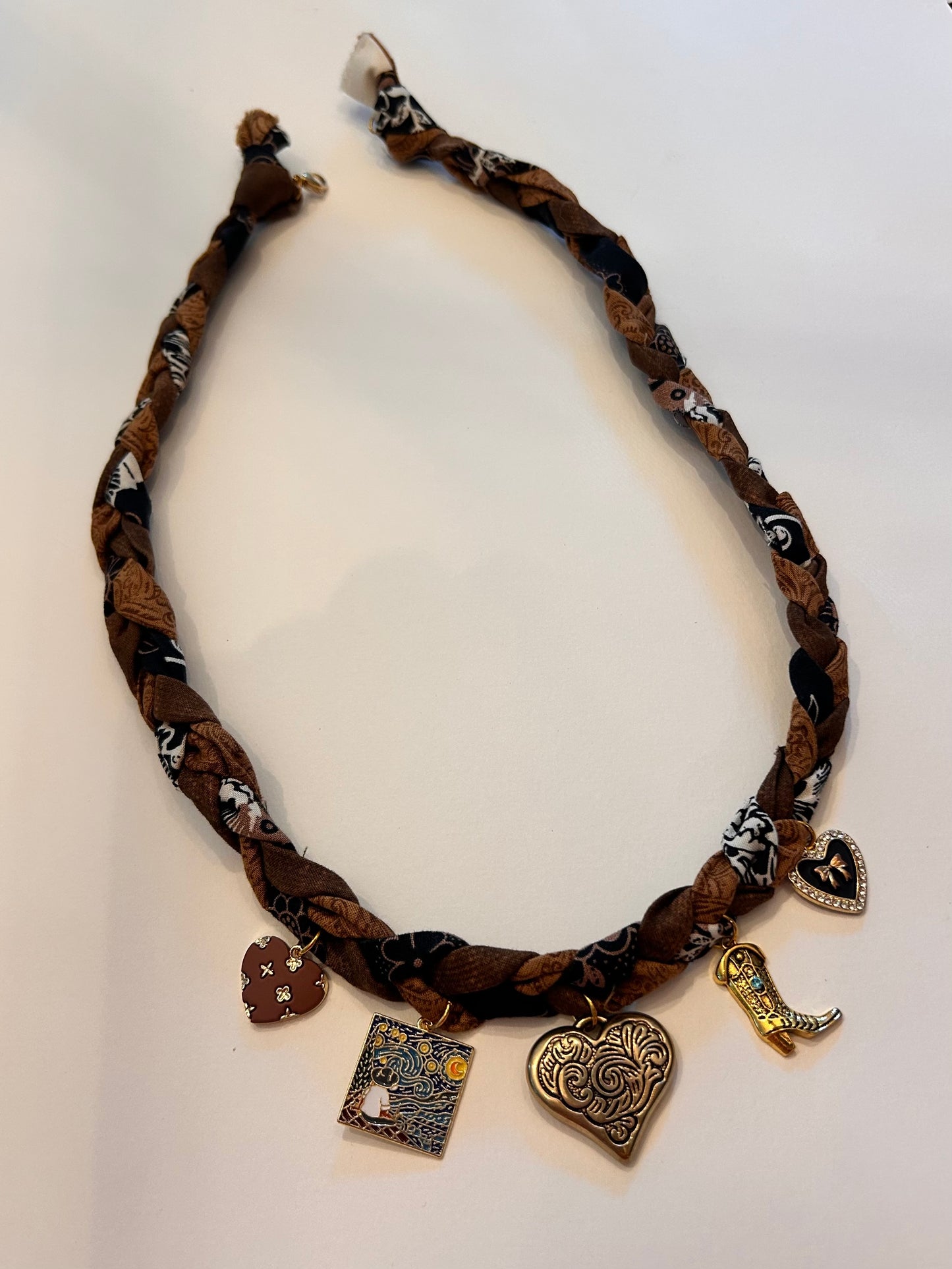 Braided Bandana Charm Necklaces