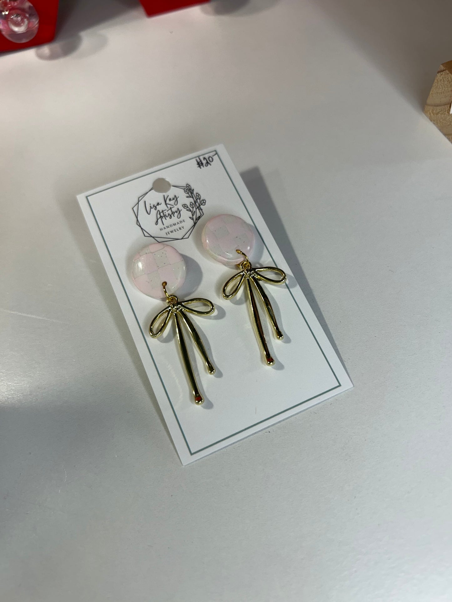 Pink Bow Earrings