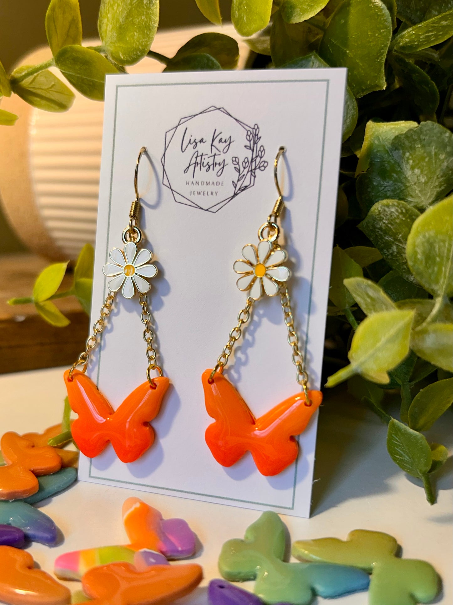 Butterfly with Chains and Charms in Dangles or Studs