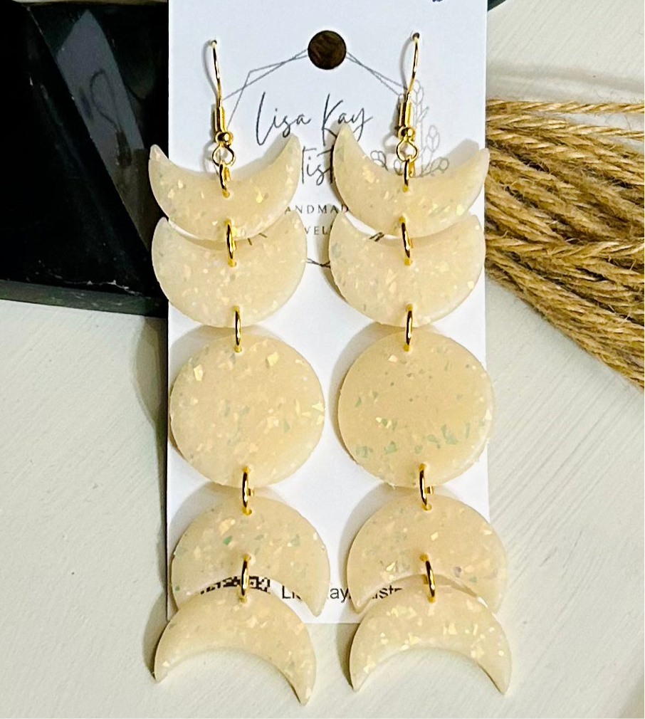 Moon Phase 5 Piece Opal Dangle