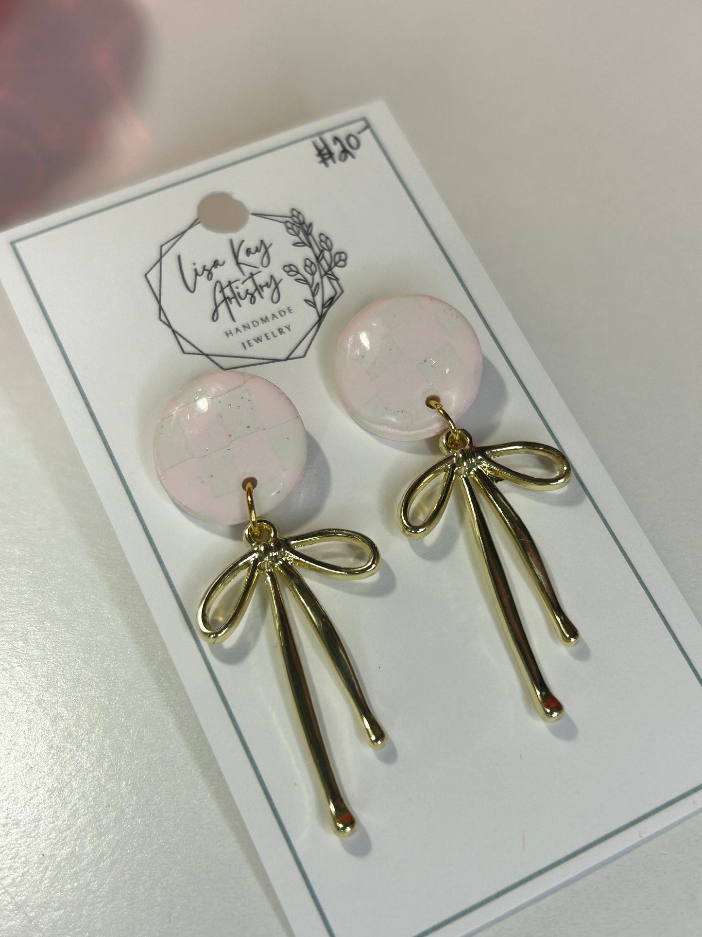 Pink Bow Earrings