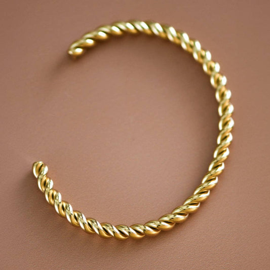 18K Gold Plated Bracelet - Stainless Steel Cuff - 7204
