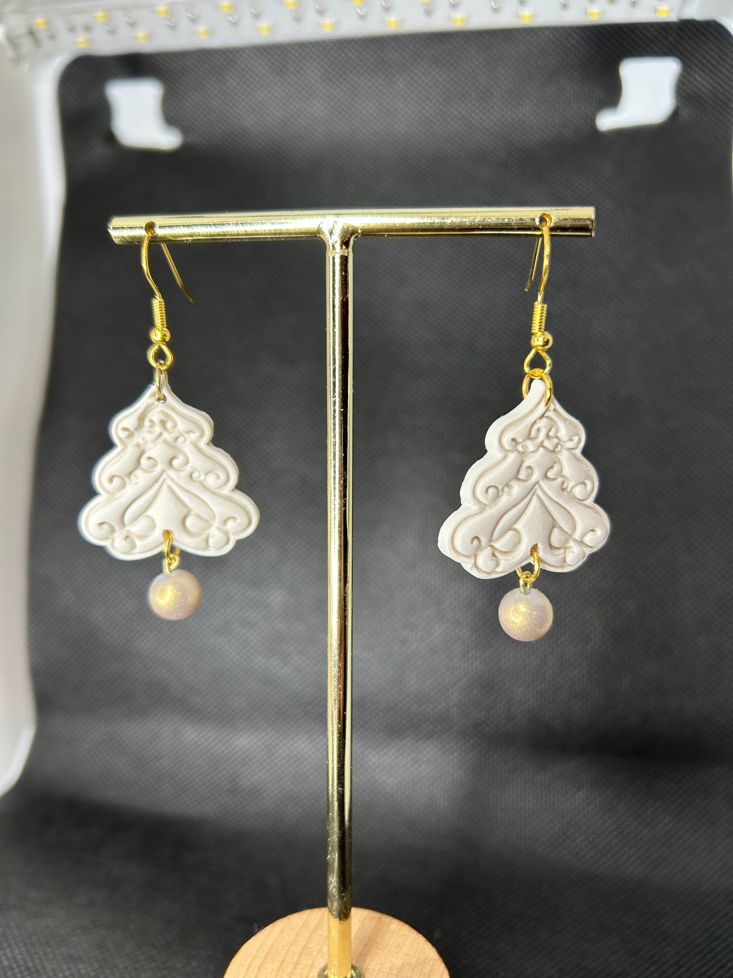 Dreamy White Christmas Tree Earrings