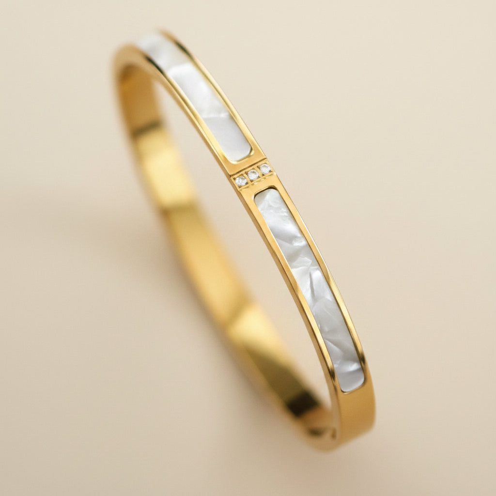 Bangle Bracelets in 18k Gold Plate, Tarnish Resistant with Hinge