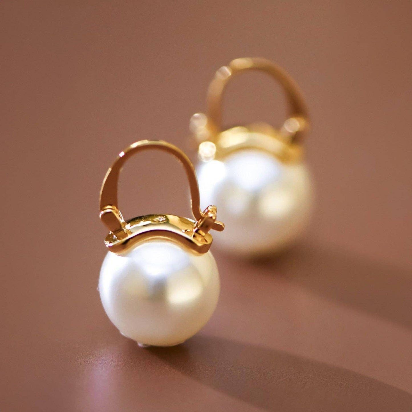 Pearl and 18K Gold PVD Plated Stainless Steel Pearl Drop Earrings - 8036