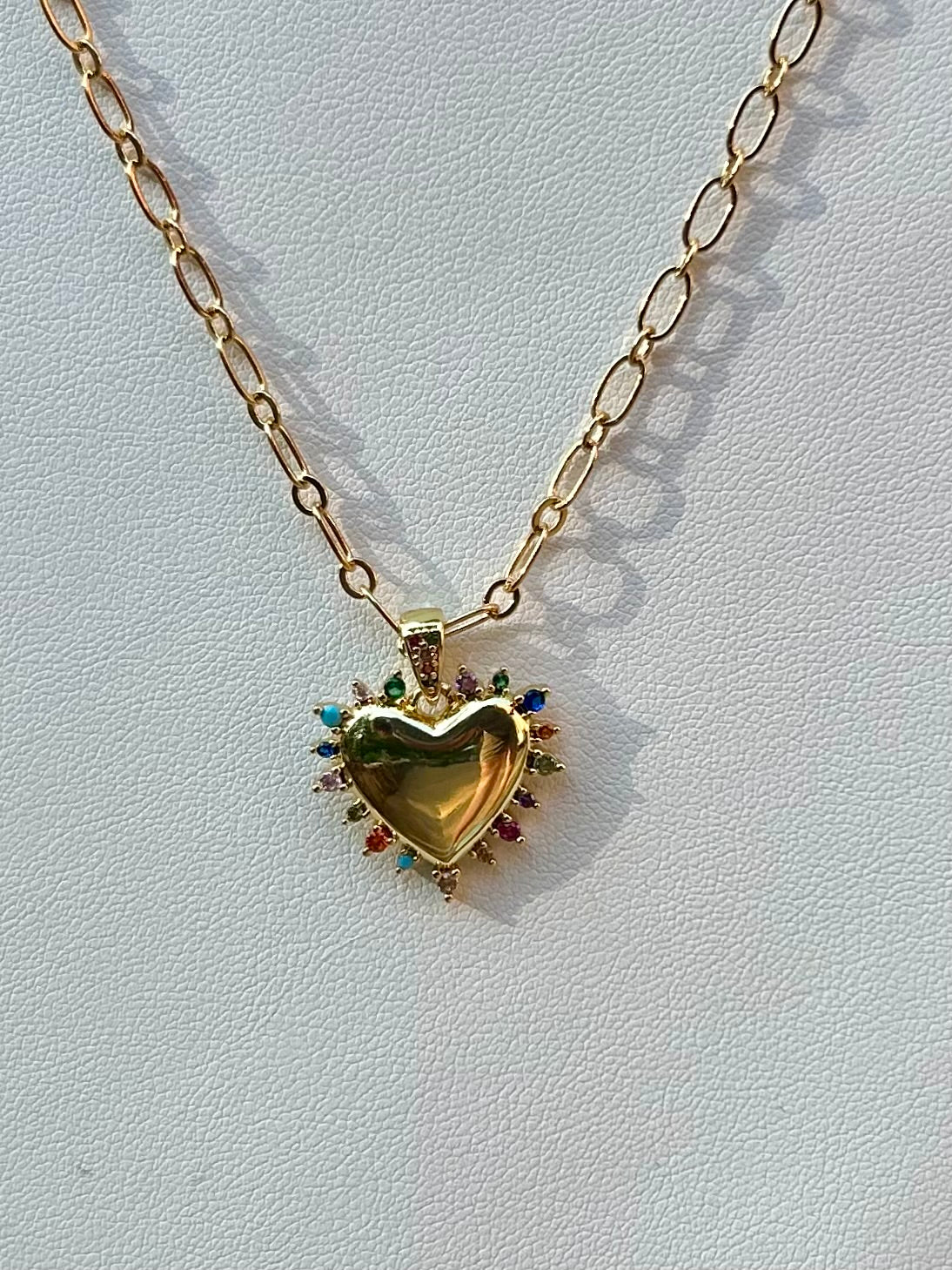 Gold Heart Charm with MultiColor Gems (ready to wear)