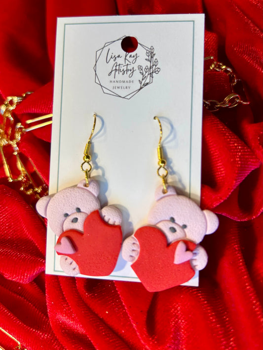 Valentine Pink Bear with Heart Dangle