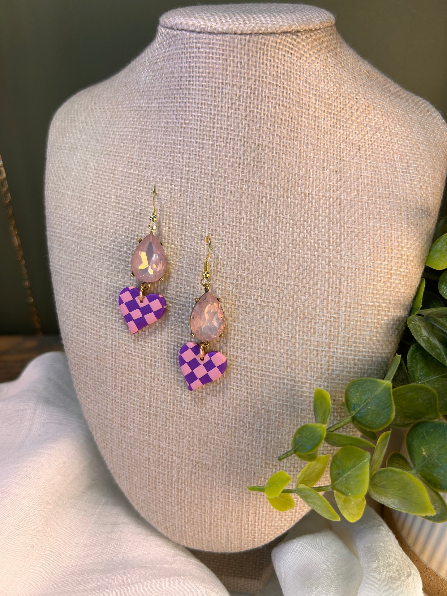 Pinkest Gem Heart Dangles