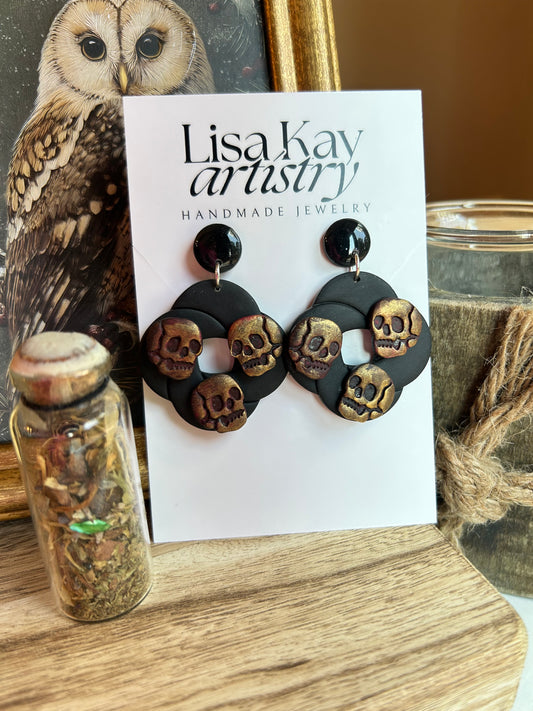 Trinity Skulls Statement Dangle Earrings