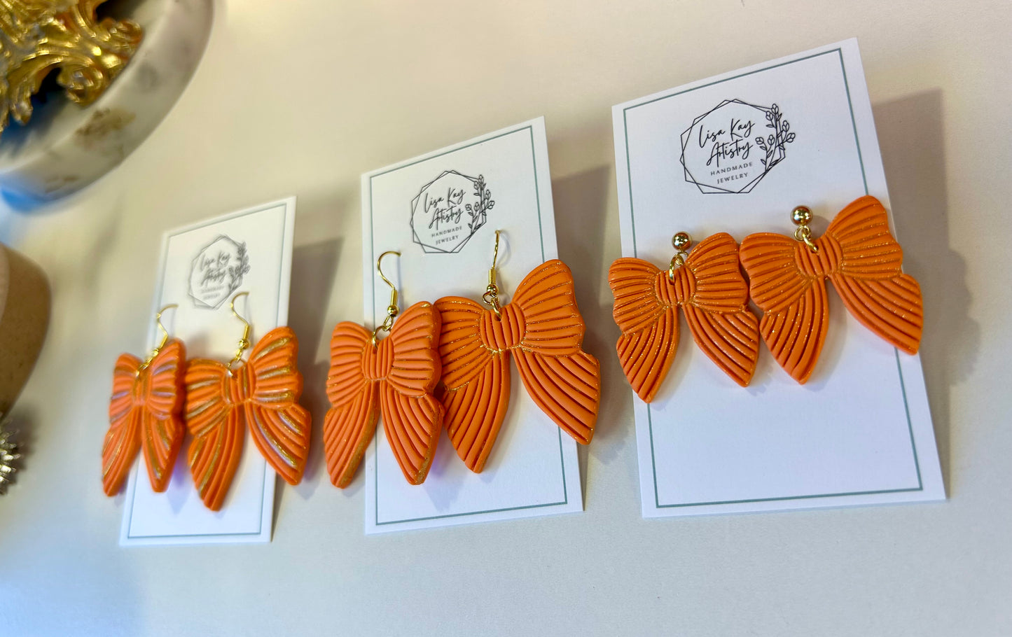 Orange Pleated Bow