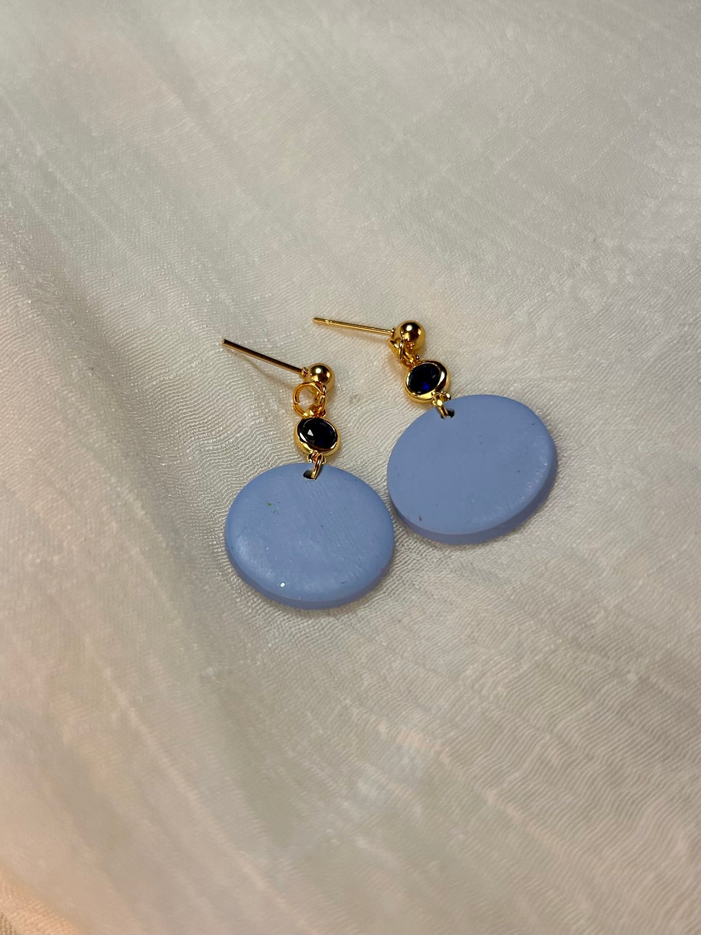 Blue Skies Round Dangles with sapphire  Blue Gem