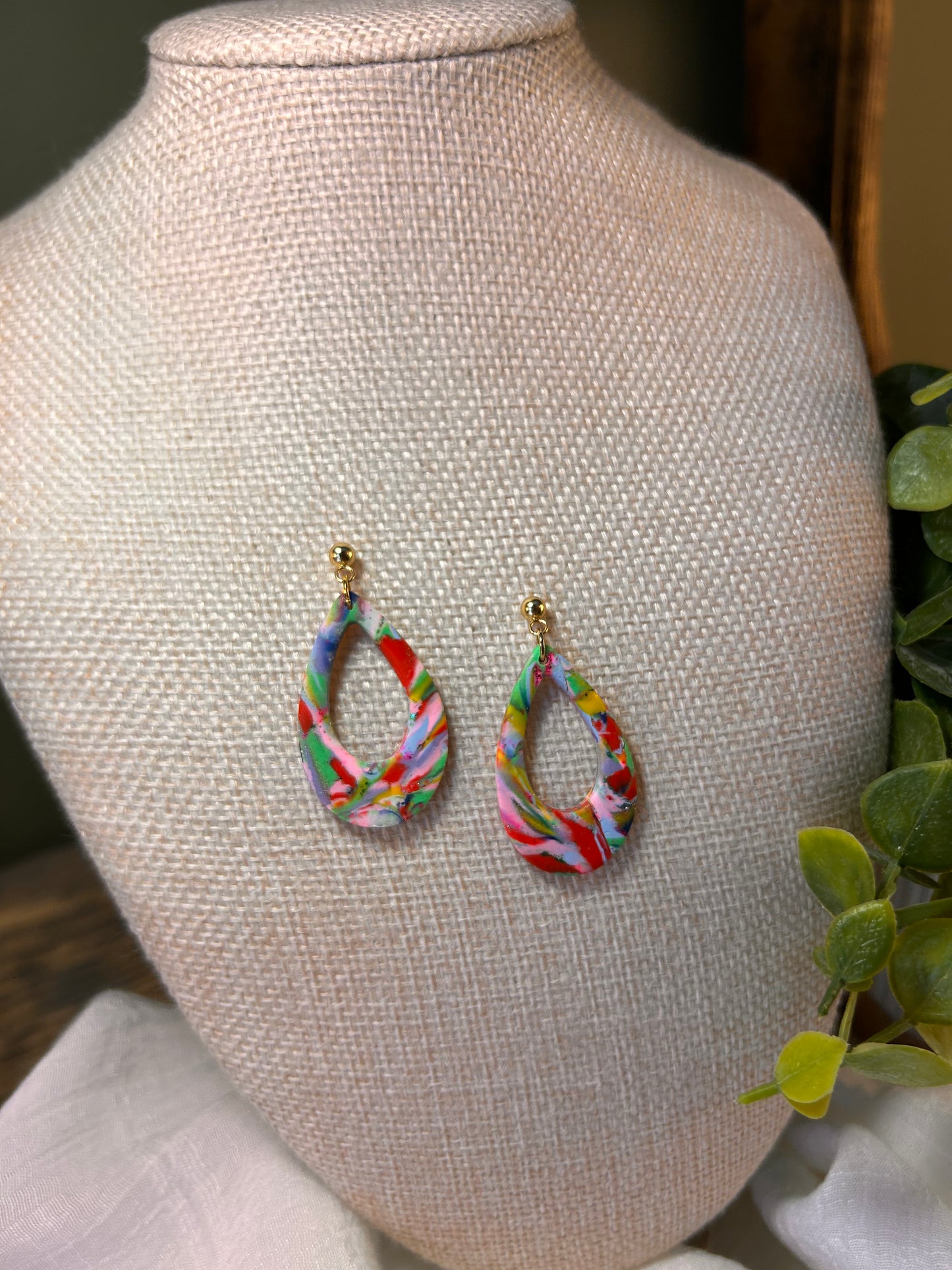 Rainbow Small Open Teadrop Dangles