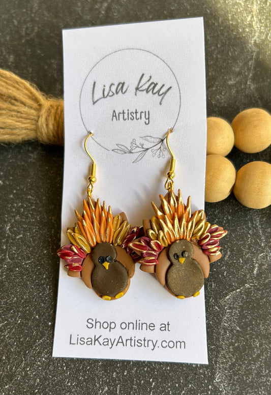 Colorful Tom Turkey Earrings-Large