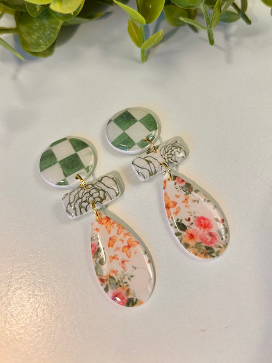 Green Check & Floral 3 Piece Teardrop