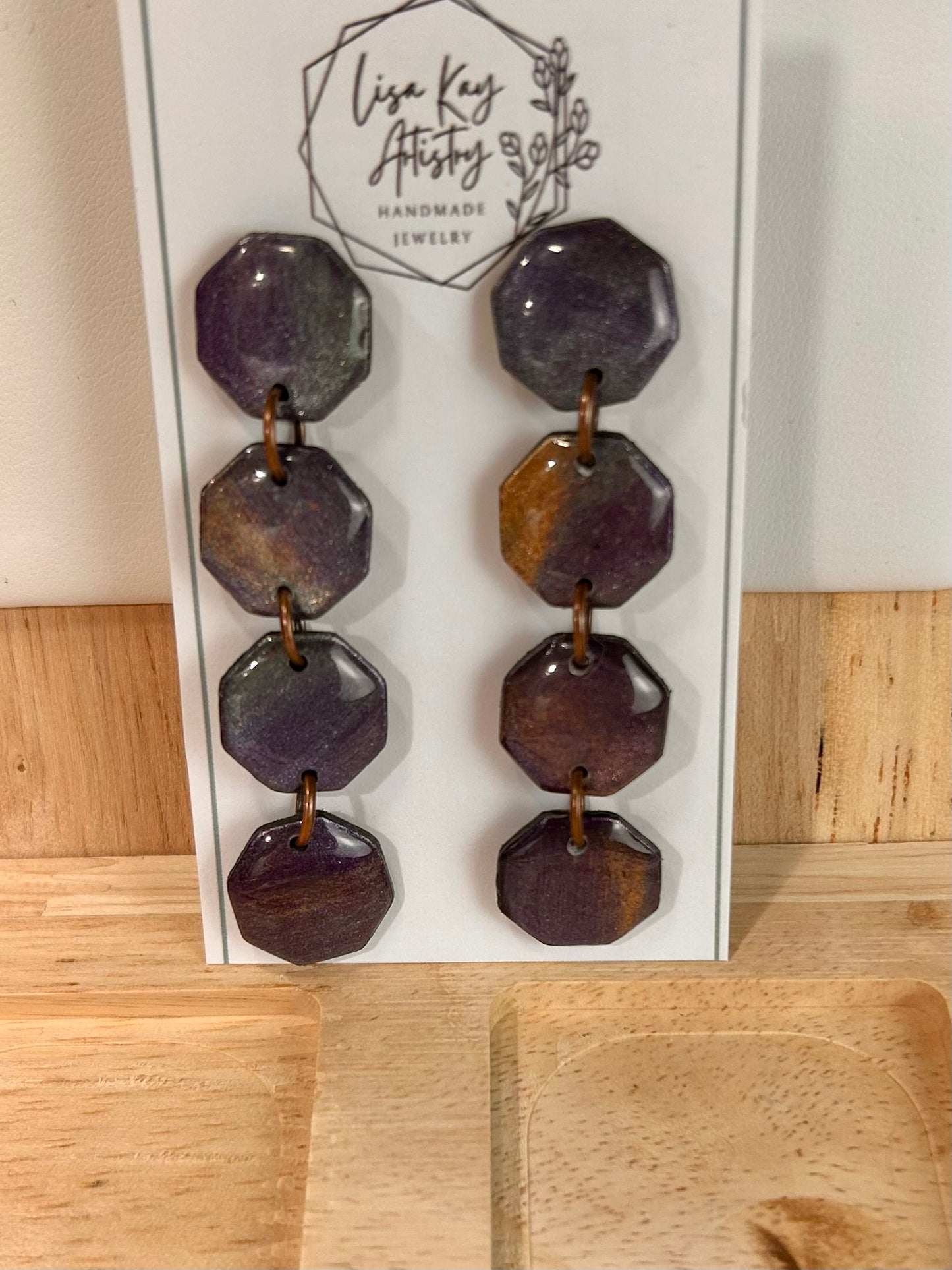 Northern Lights Purple Oxtagon Dangles