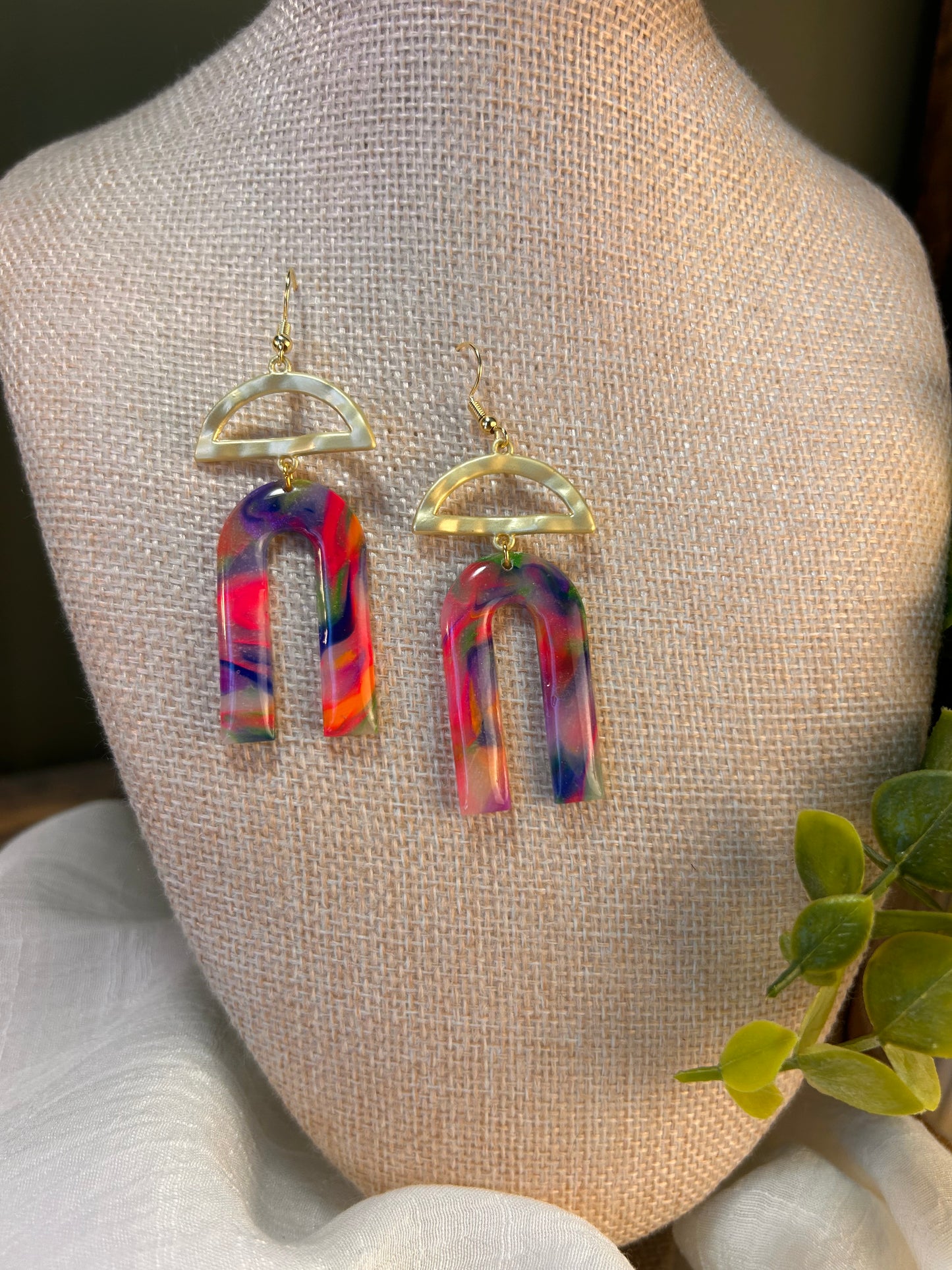 Rainbow Arch Dangle Earrings One of a Kind