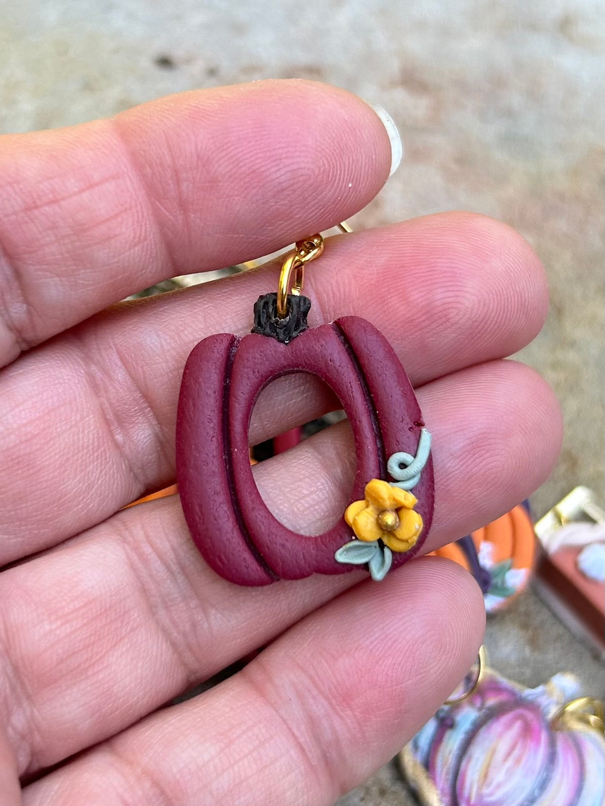 Cranberry Pumpkin Dangle Earrings