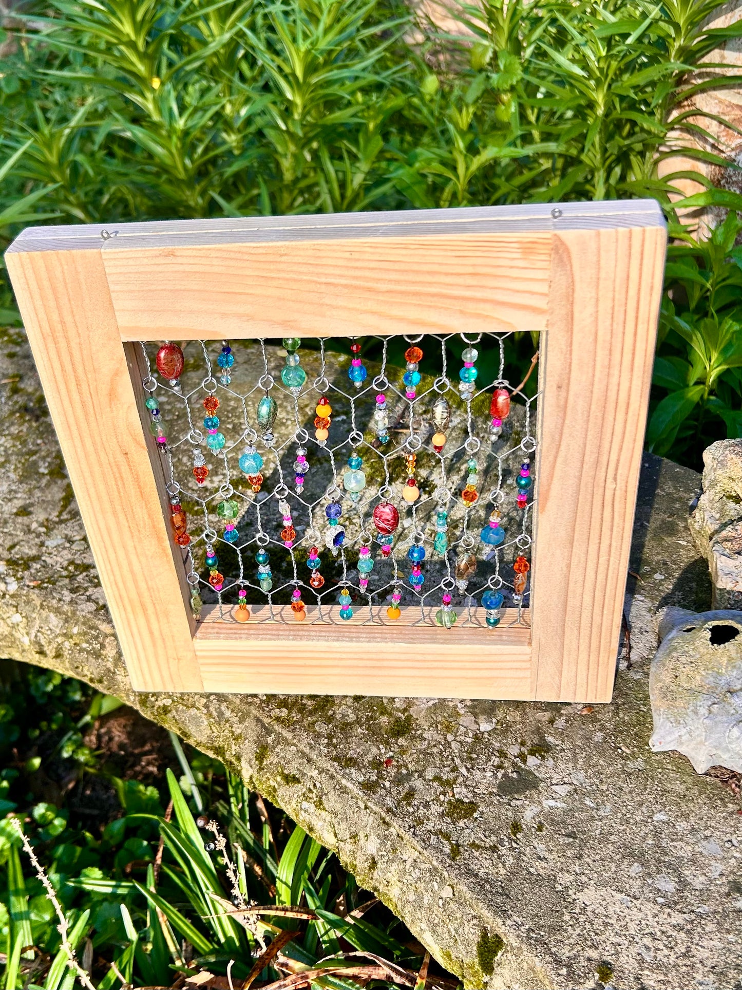 Beaded Sun Catcher Wood Frame