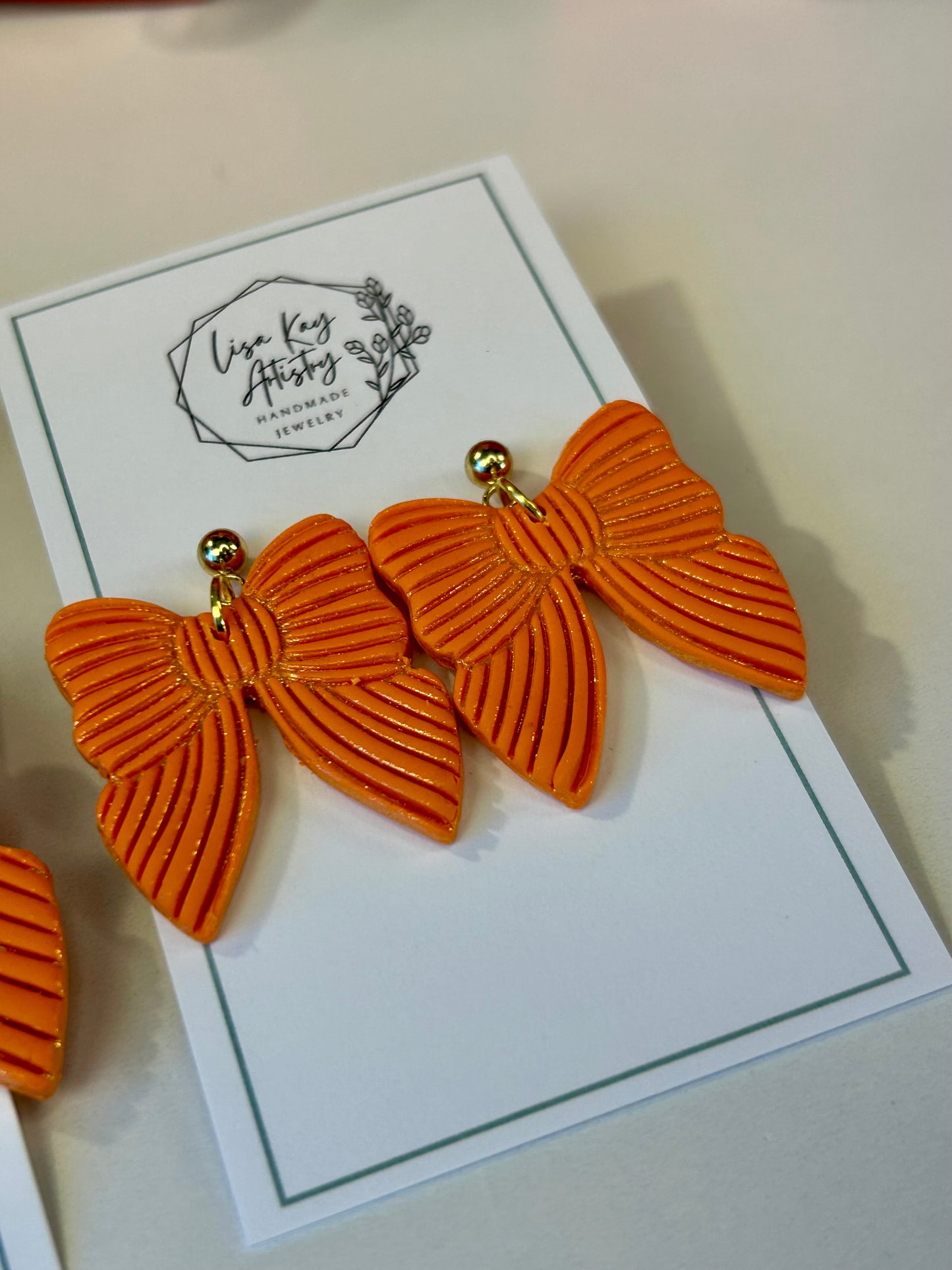 Orange Pleated Bow