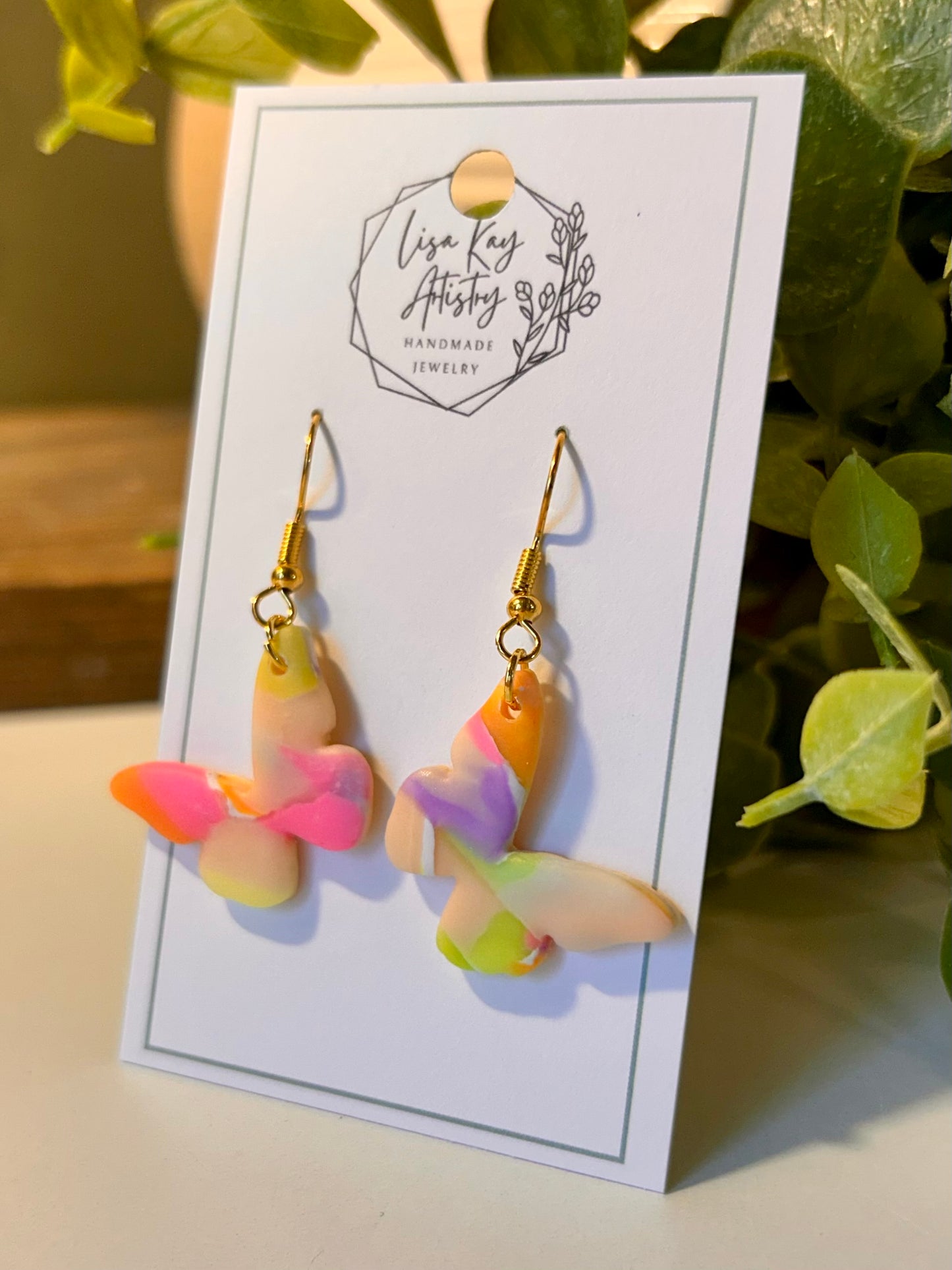 Tie Dye Butterfly Dangles or Studs