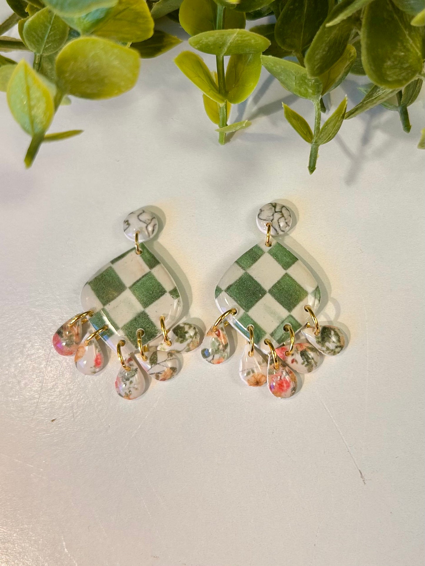 Green Check 7 Piece Dangle