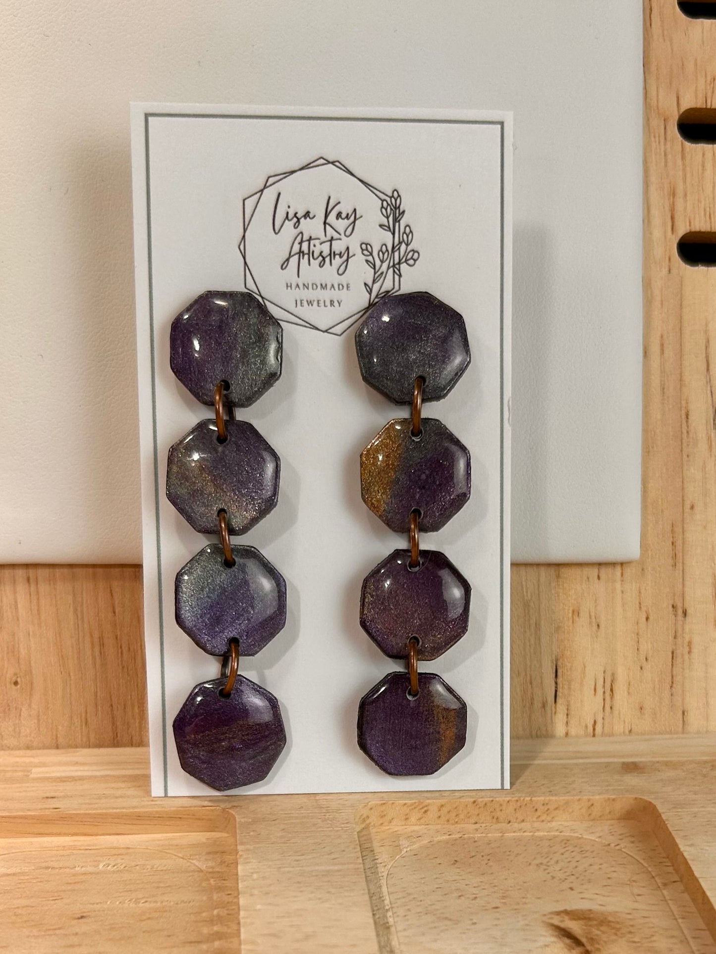 Northern Lights Purple Oxtagon Dangles