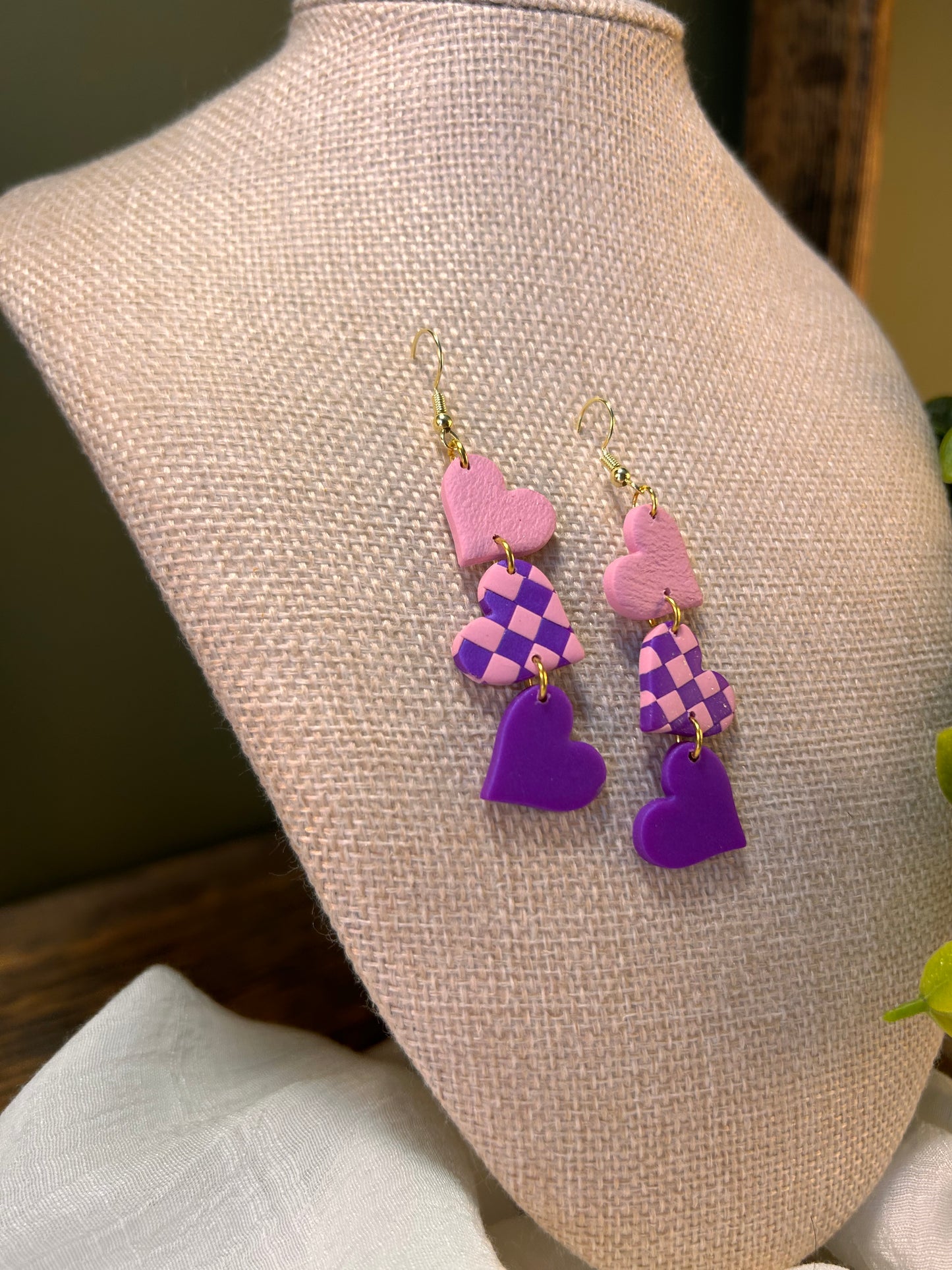 Pinkest Triple Heart Dangles