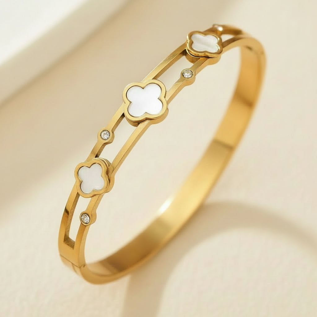 Bangle Bracelets in 18k Gold Plate, Tarnish Resistant with Hinge