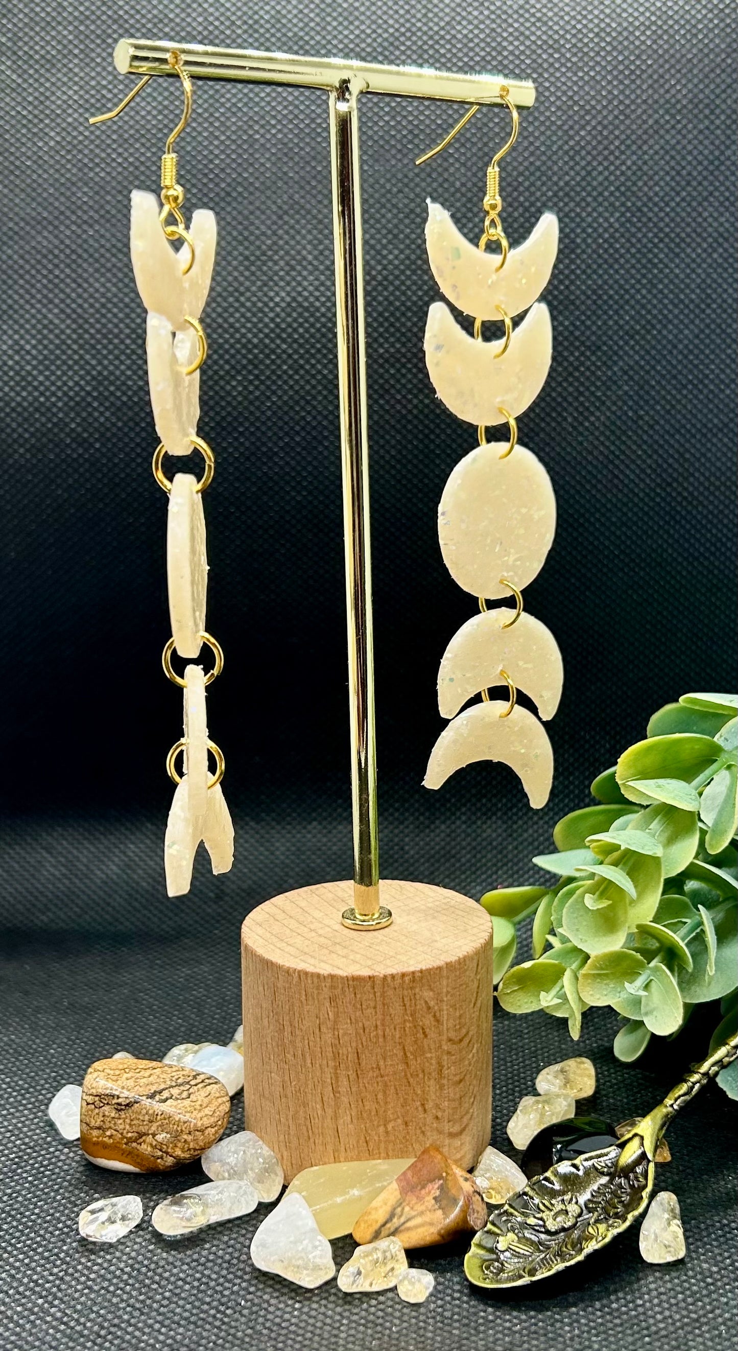 Opalescent Moon Light Dangle Earrings