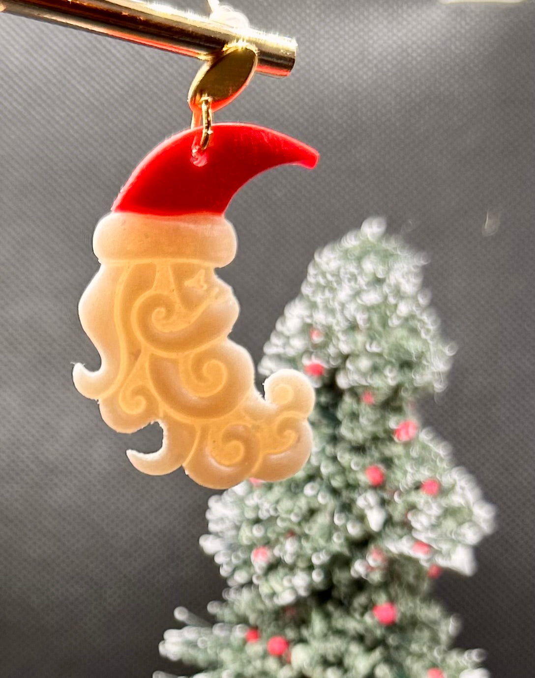 Crescent Moon Embossed Santa