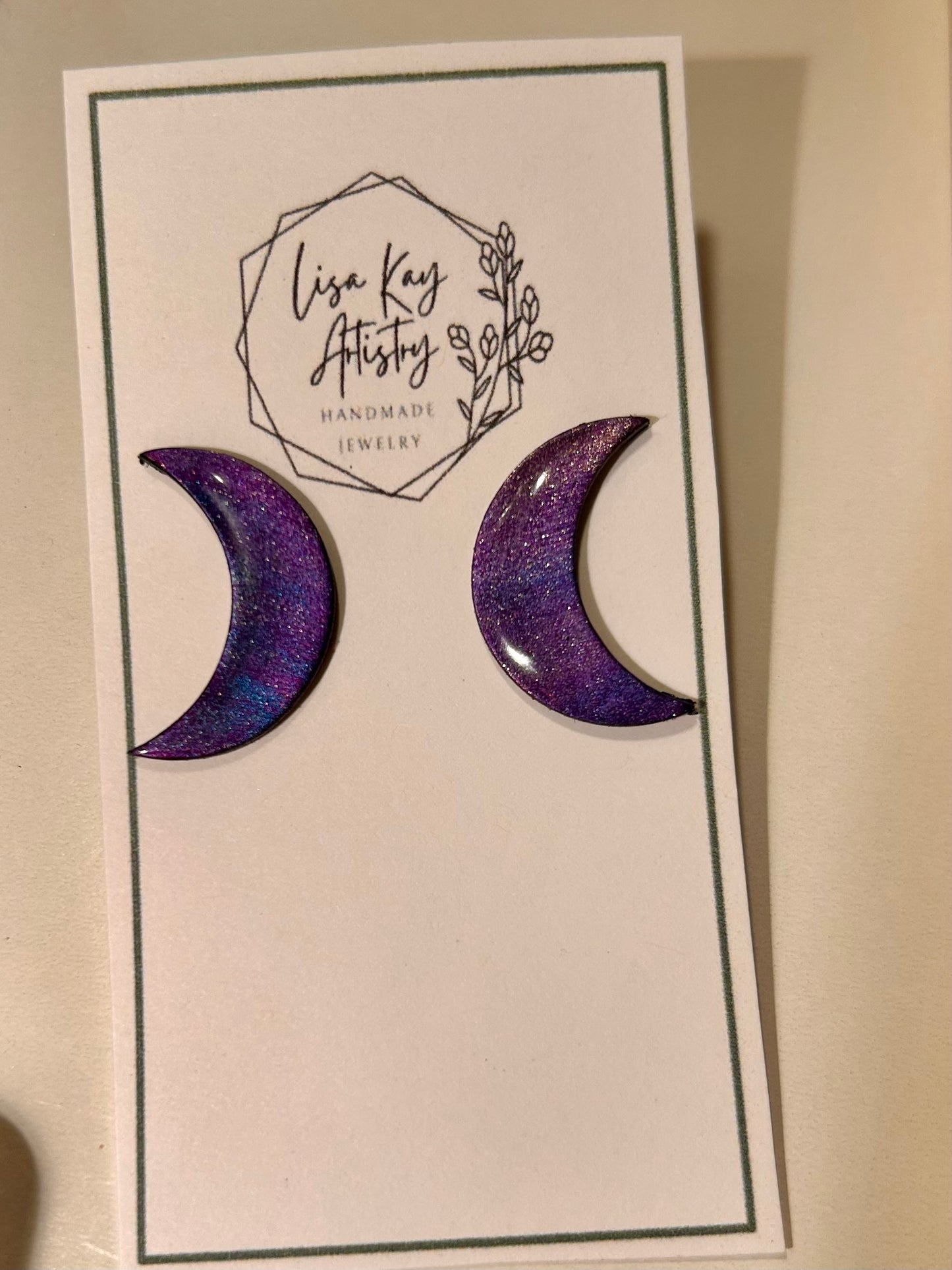 Northern Lights Small Purple Crescent Moon studs