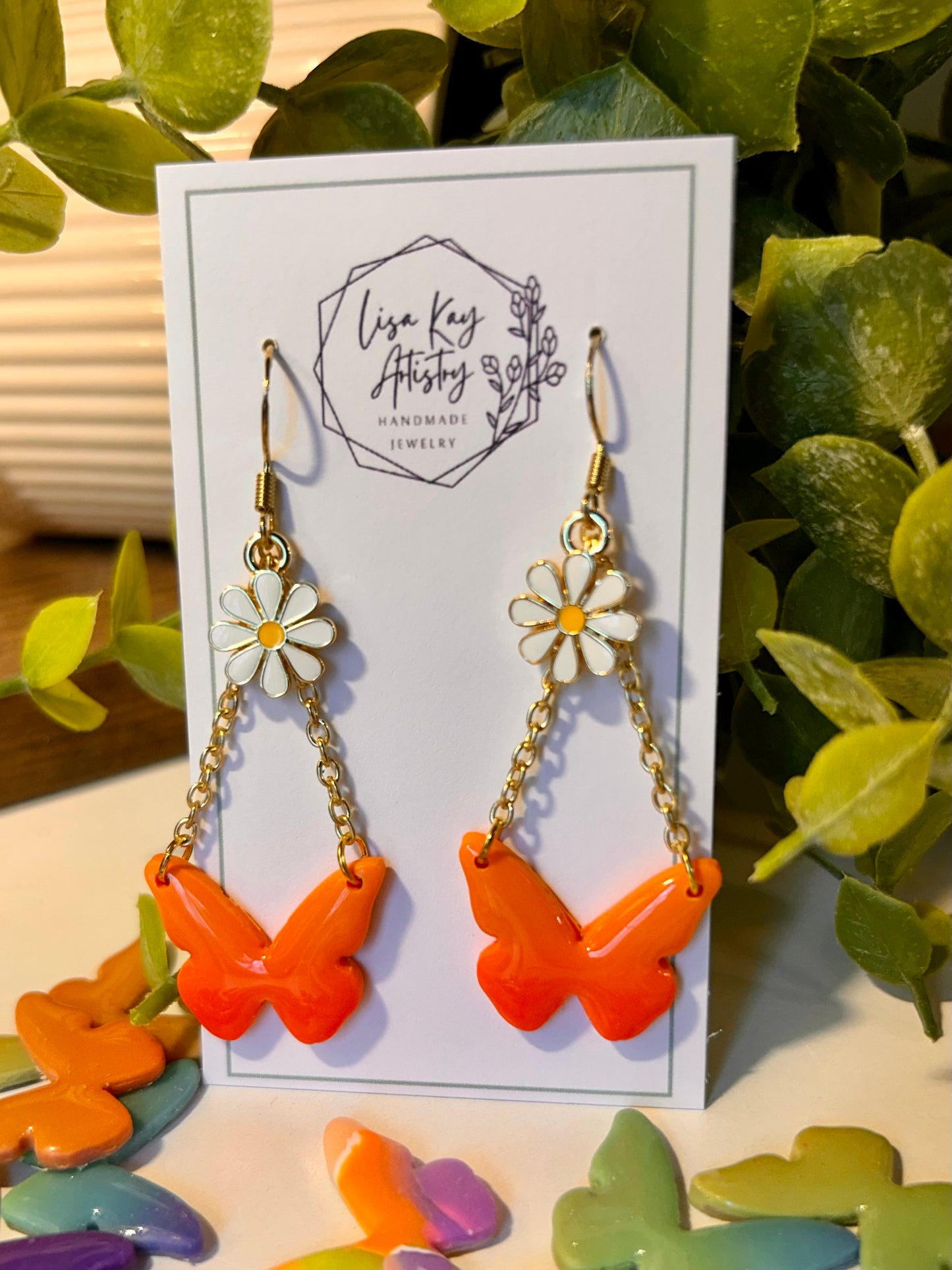 Butterfly with Chains and Charms in Dangles or Studs