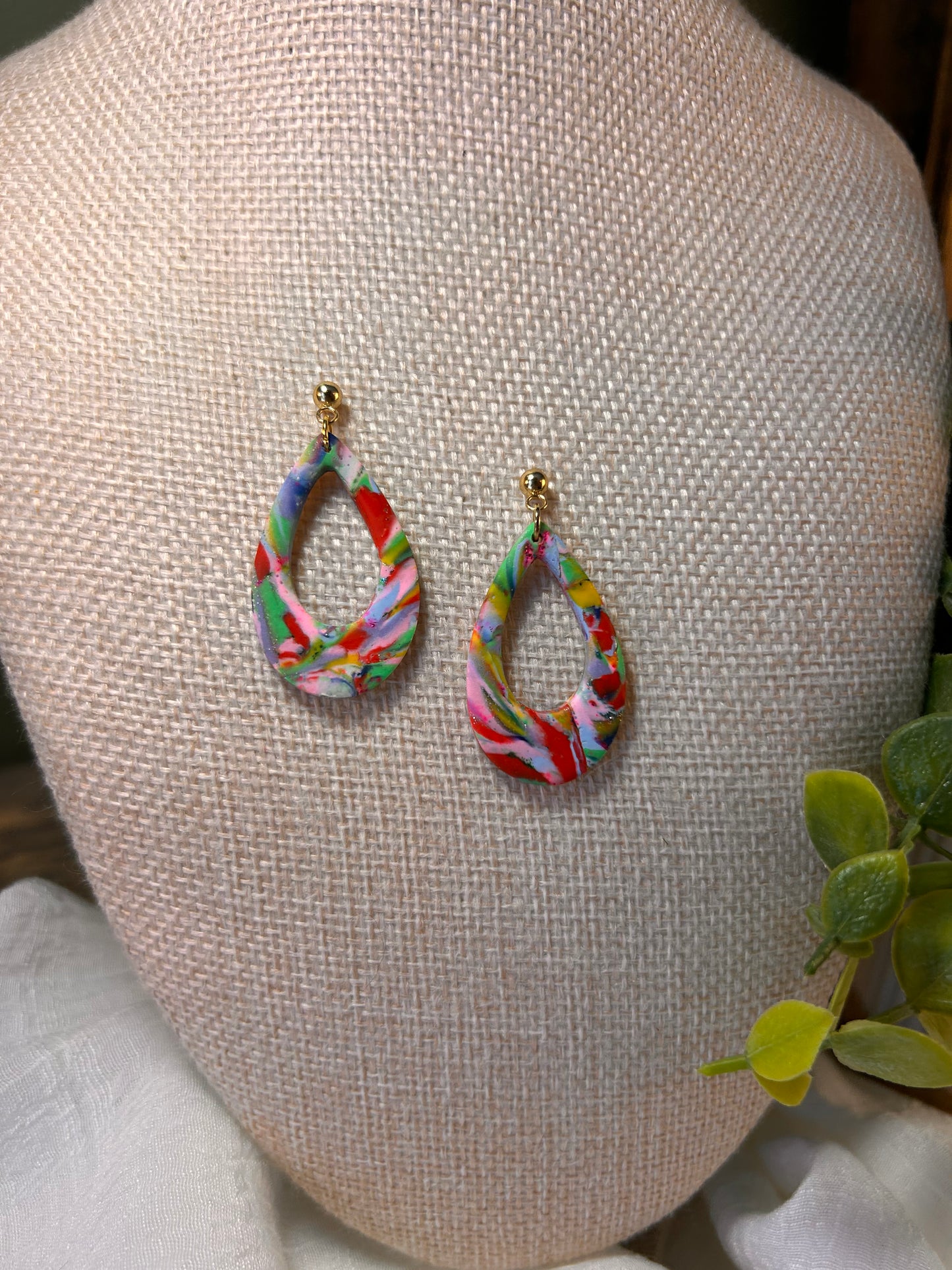 Rainbow Small Open Teadrop Dangles